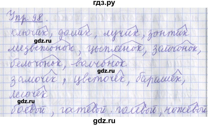 ГДЗ по русскому языку 2 класс Кузнецова  рабочая тетрадь учусь писать без ошибок (Иванов)  упражнение - 98, Решебник №1