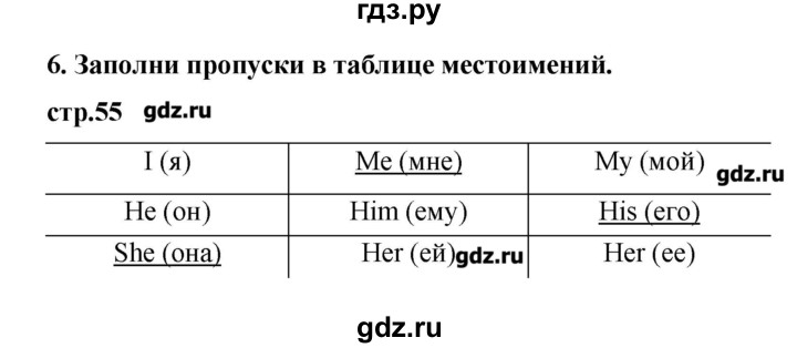 ГДЗ по английскому языку 4 класс Афанасьева лексико-грамматический практикум Rainbow  страница - 55, Решебник