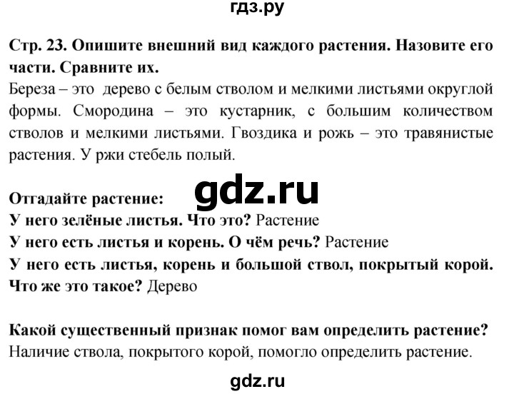 ГДЗ по окружающему миру 1 класс Дмитриева   часть 1 (страница) - 23, Решебник