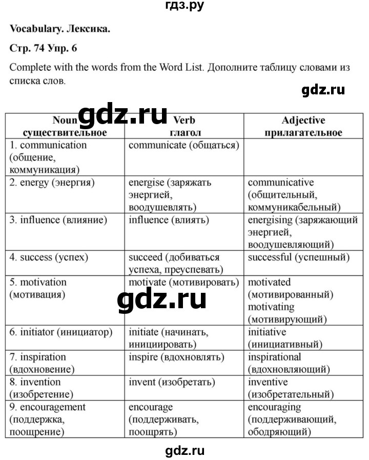 ГДЗ по английскому языку 9 класс  Вербицкая Рабочая тетрадь Forward  страница - 74, Решебник 2025