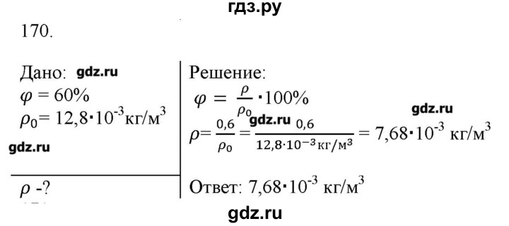 ГДЗ по физике 8 класс Пурышева рабочая тетрадь  упражнение - 170, Решебник