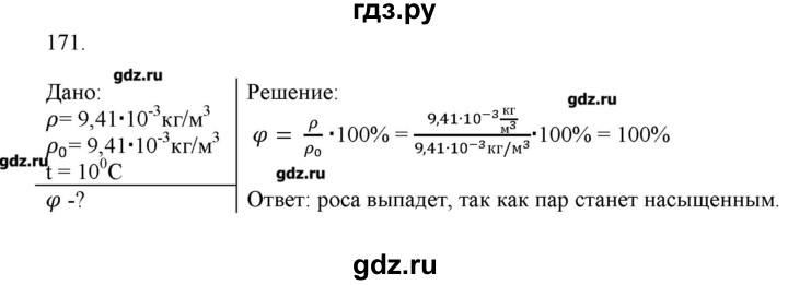 ГДЗ по физике 8 класс Пурышева рабочая тетрадь  упражнение - 171, Решебник