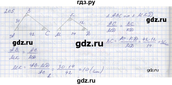 ГДЗ по геометрии 8 класс Мерзляк рабочая тетрадь  упражнение - 205, Решебник