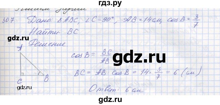 ГДЗ по геометрии 8 класс Мерзляк рабочая тетрадь  упражнение - 307, Решебник