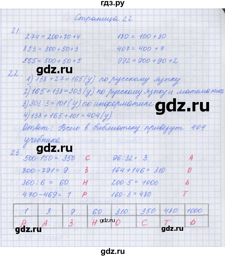 ГДЗ по математике 4 класс Дорофеев рабочая тетрадь  часть 1. страница - 22, Решебник №1 2020