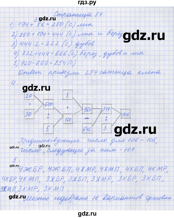ГДЗ по математике 4 класс Дорофеев рабочая тетрадь  часть 1. страница - 51, Решебник №1 2020