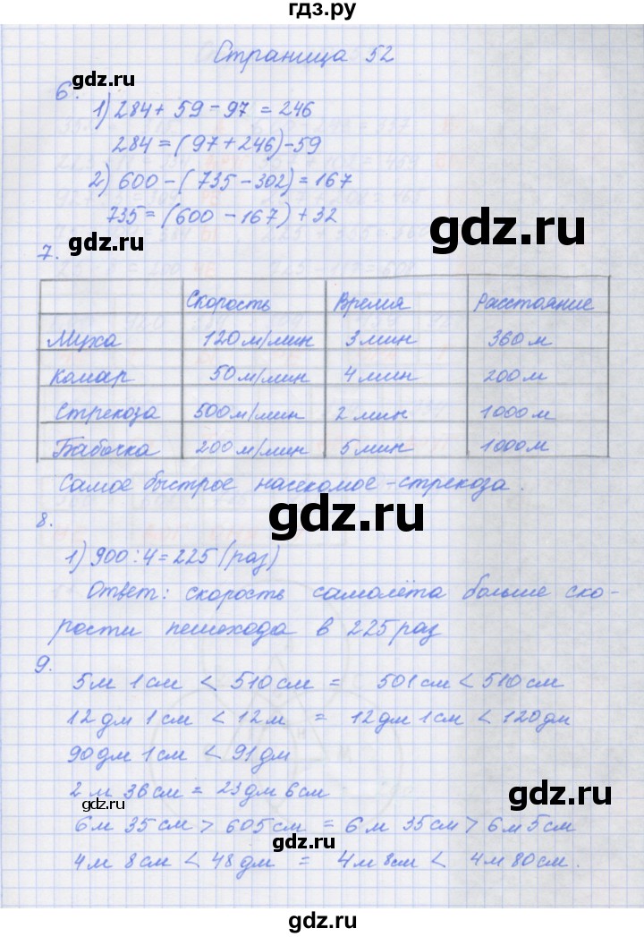 ГДЗ по математике 4 класс Дорофеев рабочая тетрадь  часть 1. страница - 52, Решебник №1 2020