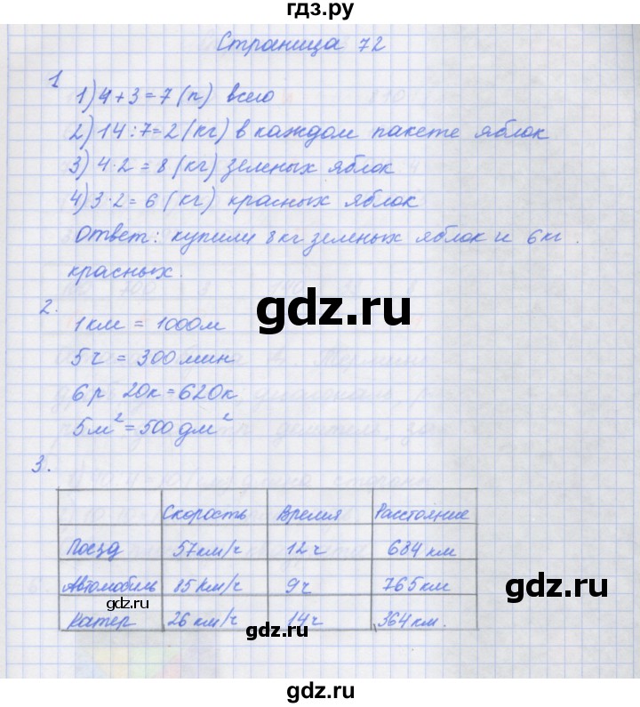 ГДЗ по математике 4 класс Дорофеев рабочая тетрадь  часть 1. страница - 72, Решебник №1 2020