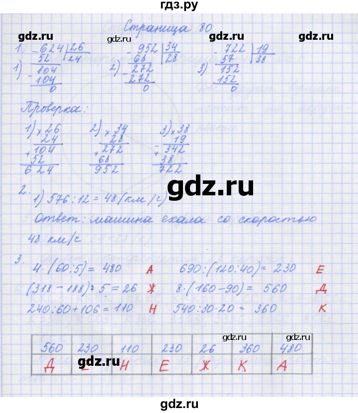 ГДЗ по математике 4 класс Дорофеев рабочая тетрадь  часть 1. страница - 80, Решебник №1 2020