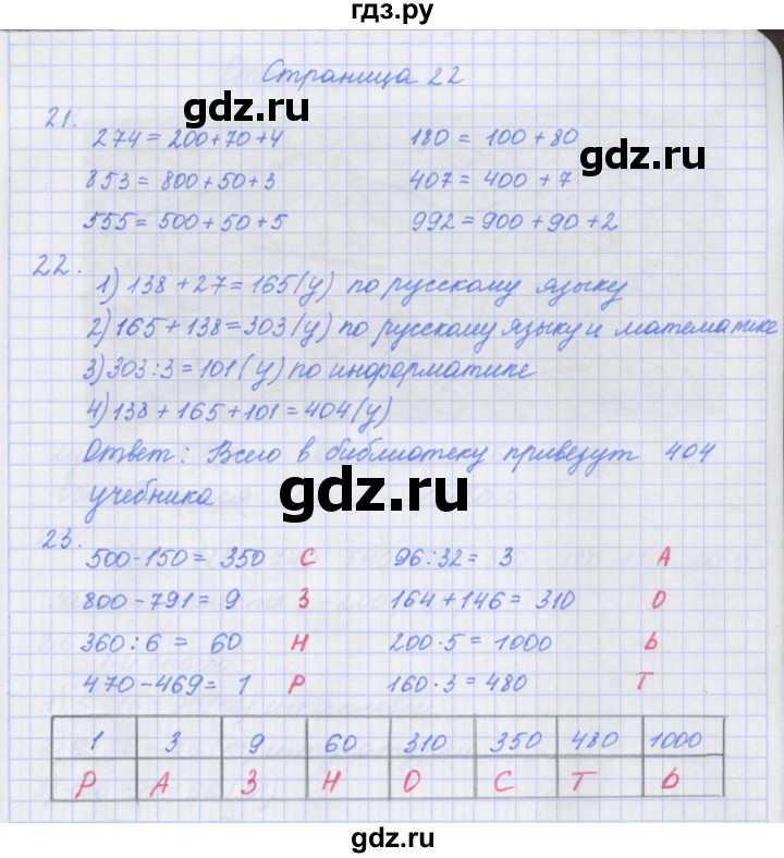 ГДЗ по математике 4 класс Дорофеев рабочая тетрадь  часть 1. страница - 22, Решебник №1 2018