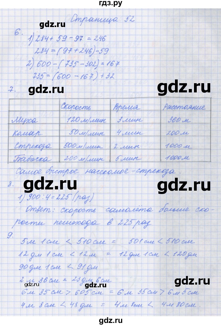 ГДЗ по математике 4 класс Дорофеев рабочая тетрадь  часть 1. страница - 52, Решебник №1 2018