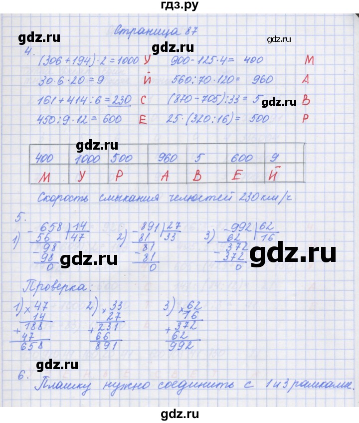 ГДЗ по математике 4 класс Дорофеев рабочая тетрадь  часть 1. страница - 87, Решебник №1 2018