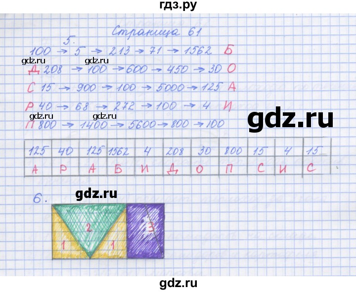 ГДЗ по математике 4 класс Дорофеев рабочая тетрадь  часть 2. страница - 61, Решебник №1 2018
