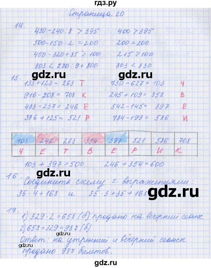 ГДЗ по математике 4 класс Дорофеев рабочая тетрадь  часть 1. страница - 20, Решебник №1 к тетради 2017