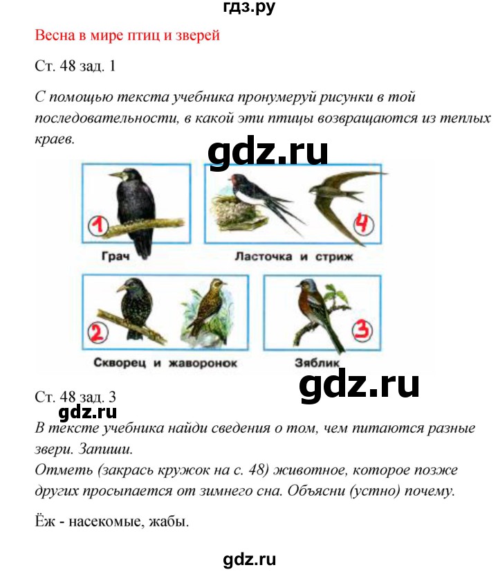 ГДЗ по окружающему миру 2 класс Плешаков рабочая тетрадь  часть 2. страница - 48, Решебник 2017