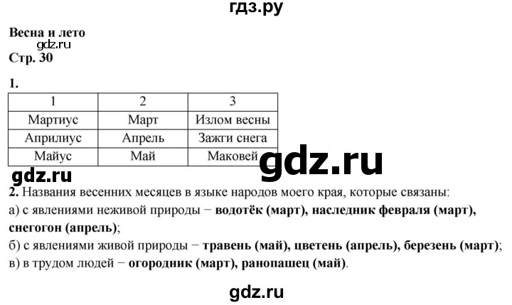 ГДЗ по окружающему миру 2 класс Плешаков рабочая тетрадь  часть 2. страница - 30, Решебник 2023