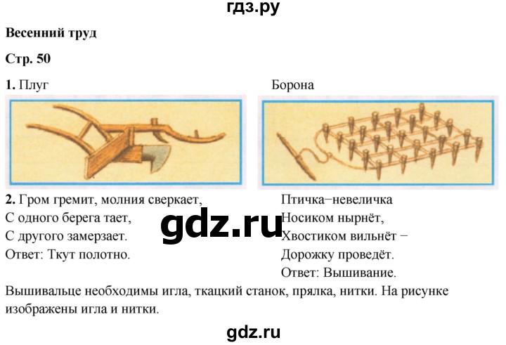 ГДЗ по окружающему миру 2 класс Плешаков рабочая тетрадь  часть 2. страница - 50, Решебник 2023