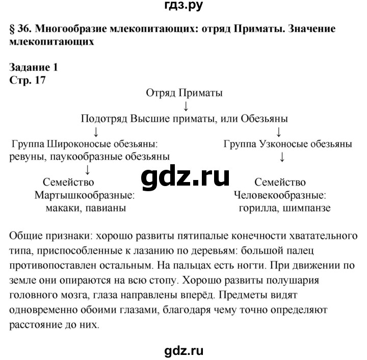 ГДЗ по биологии 7 класс Сухова рабочая тетрадь  часть 2 (страница) - 17, Решебник