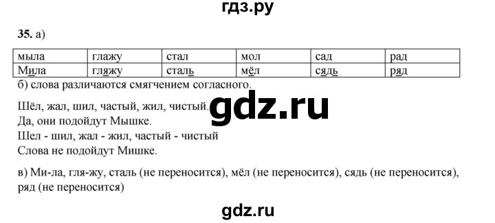 ГДЗ по русскому языку 2 класс Яковлева рабочая тетрадь (Нечаева)  часть 1. упражнение - 35, Решебник 2025