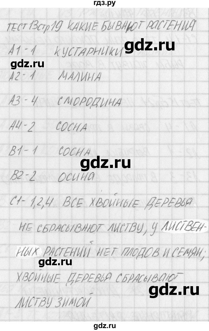 ГДЗ по окружающему миру 2 класс Яценко контрольно-измерительные материалы  тест - 13, Решебник