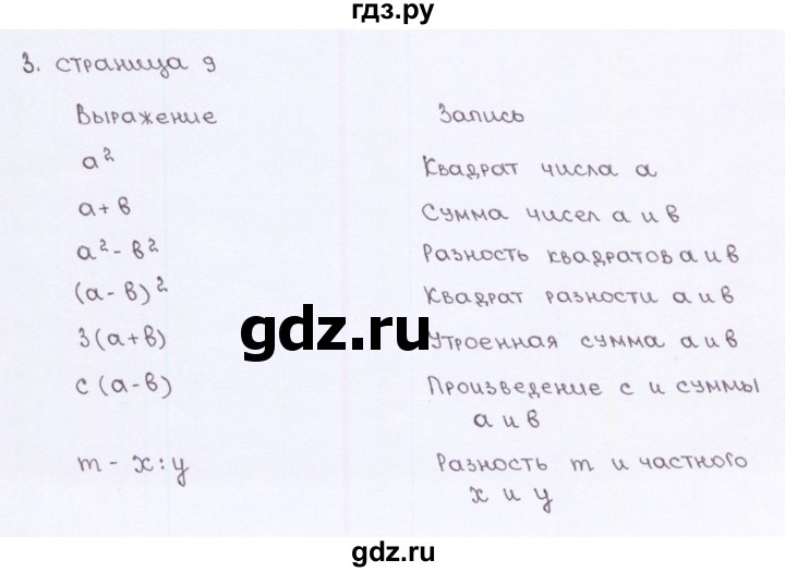 ГДЗ по алгебре 7 класс Ерина рабочая тетрадь  часть 1. страница - 9, Решебник №2
