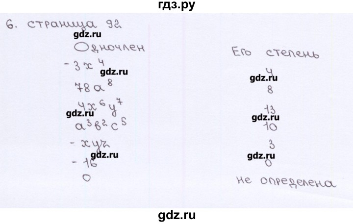 ГДЗ по алгебре 7 класс Ерина рабочая тетрадь  часть 1. страница - 92, Решебник