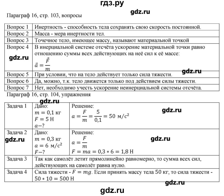 ГДЗ по физике 10 класс Грачев  Базовый и углубленный уровень параграф - 16, Решебник