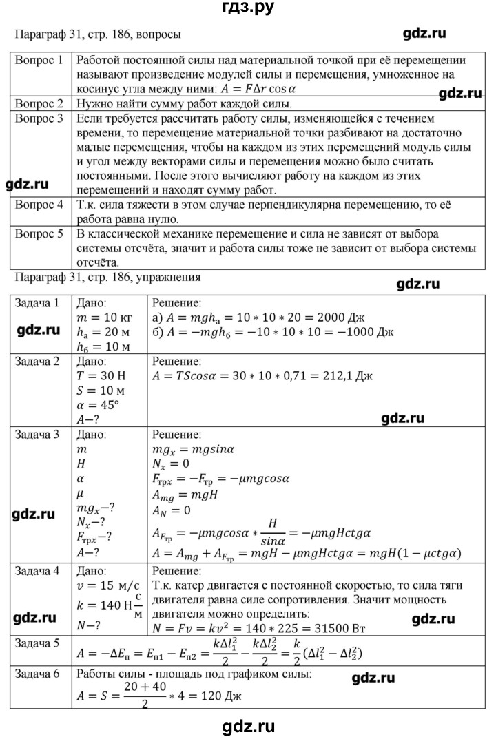 ГДЗ по физике 10 класс Грачев  Базовый и углубленный уровень параграф - 31, Решебник