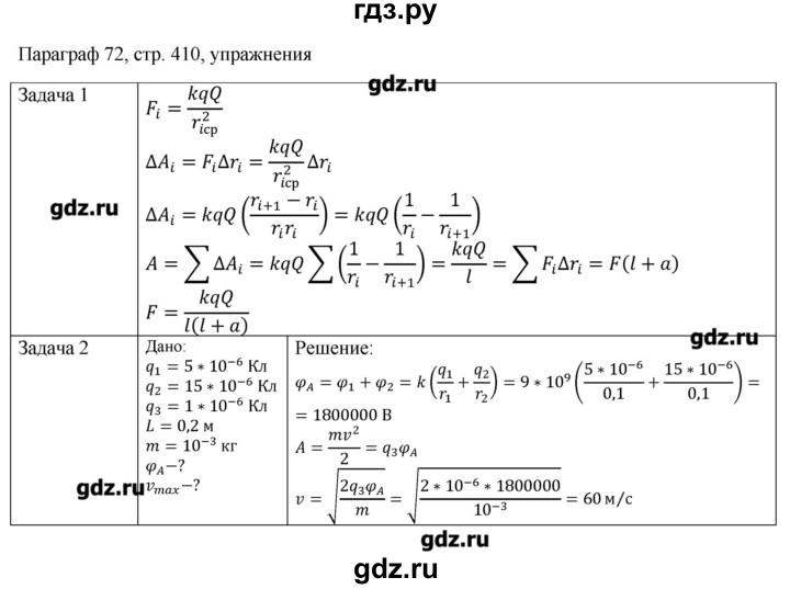 ГДЗ по физике 10 класс Грачев  Базовый и углубленный уровень параграф - 72, Решебник