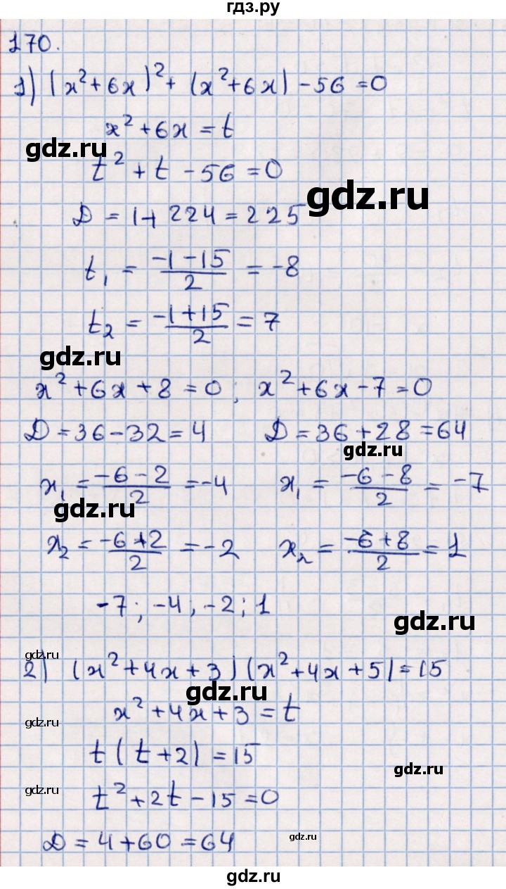 ГДЗ по алгебре 11 класс Мерзляк  Базовый уровень упражнения для повторения курса алгебры - 170, Решебник к учебнику 2021
