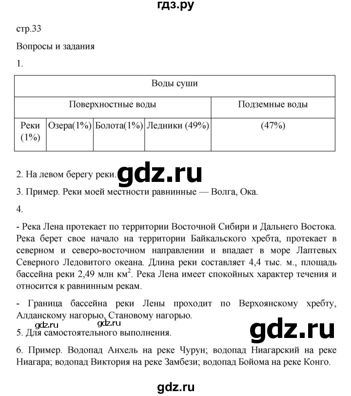 ГДЗ по географии 6 класс Летягин   страница - 33, Решебник 2022