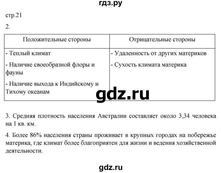 ГДЗ по географии 7 класс Душина рабочая тетрадь  тетрадь 2022 / часть 2. страница - 21, Решебник к тетради 2022