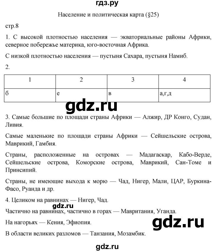 ГДЗ по географии 7 класс Душина рабочая тетрадь  тетрадь 2022 / часть 2. страница - 8, Решебник к тетради 2022