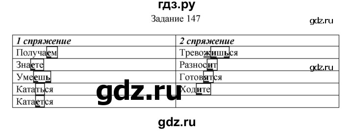 ГДЗ по русскому языку 4 класс Комиссарова дидактические материалы (Бунеев)  упражнение - 147, Решебник №1
