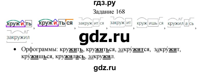 ГДЗ по русскому языку 4 класс Комиссарова дидактические материалы (Бунеев)  упражнение - 168, Решебник №1