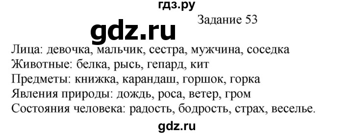 ГДЗ по русскому языку 4 класс Комиссарова дидактические материалы (Бунеев)  упражнение - 53, Решебник №1