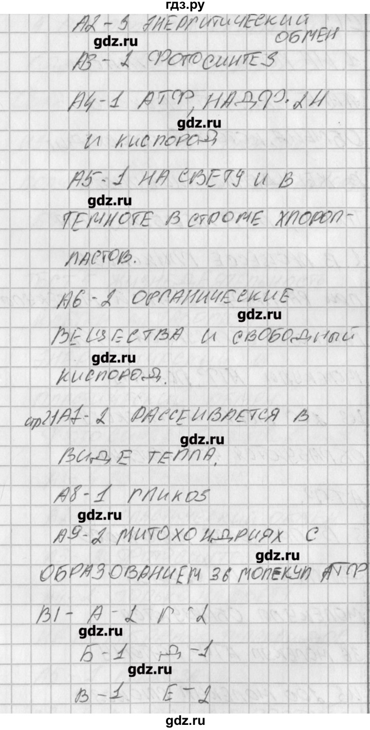 ГДЗ по биологии 10 класс Богданов контрольно-измерительные материалы  тест 5. вариант - 1, Решебник