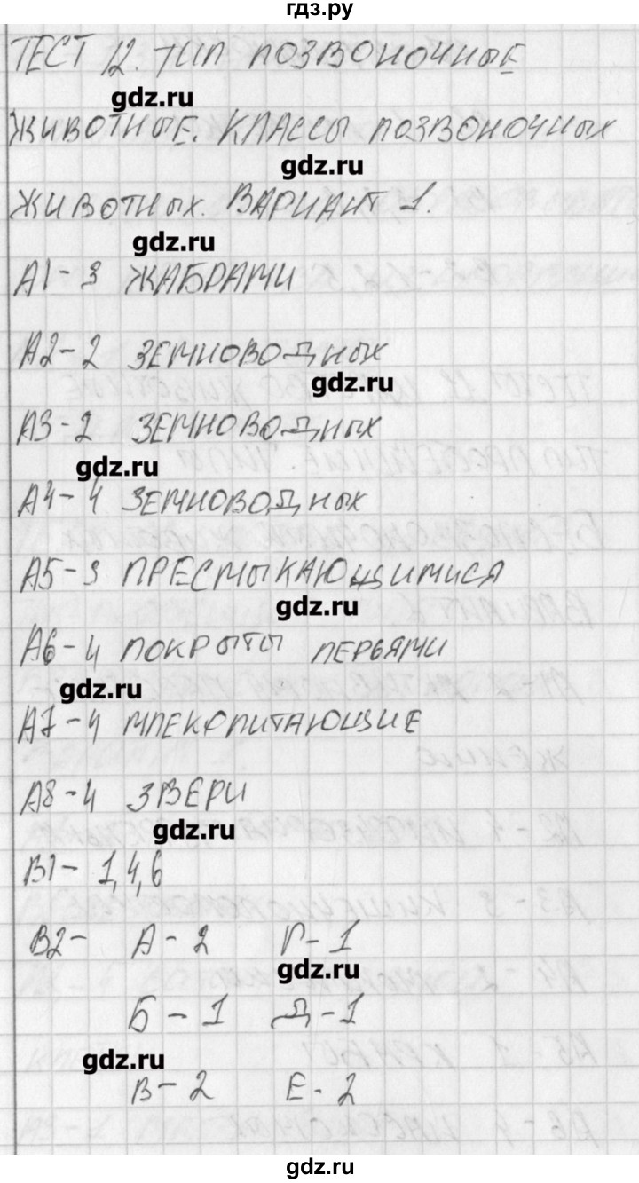 ГДЗ тест 12. вариант 1 биология 5 класс контрольно-измерительные материалы  Богданов