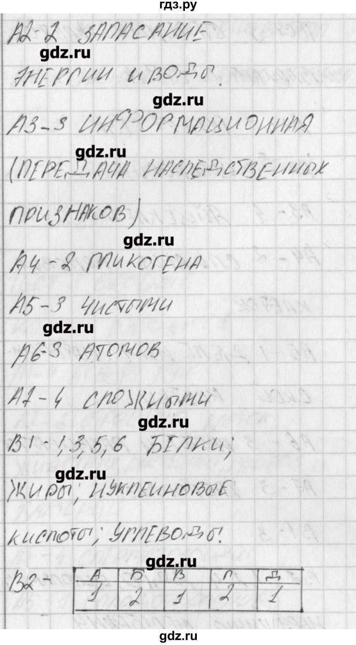 ГДЗ по биологии 5 класс Богданов контрольно-измерительные материалы  тест 4. вариант - 1, Решебник №1