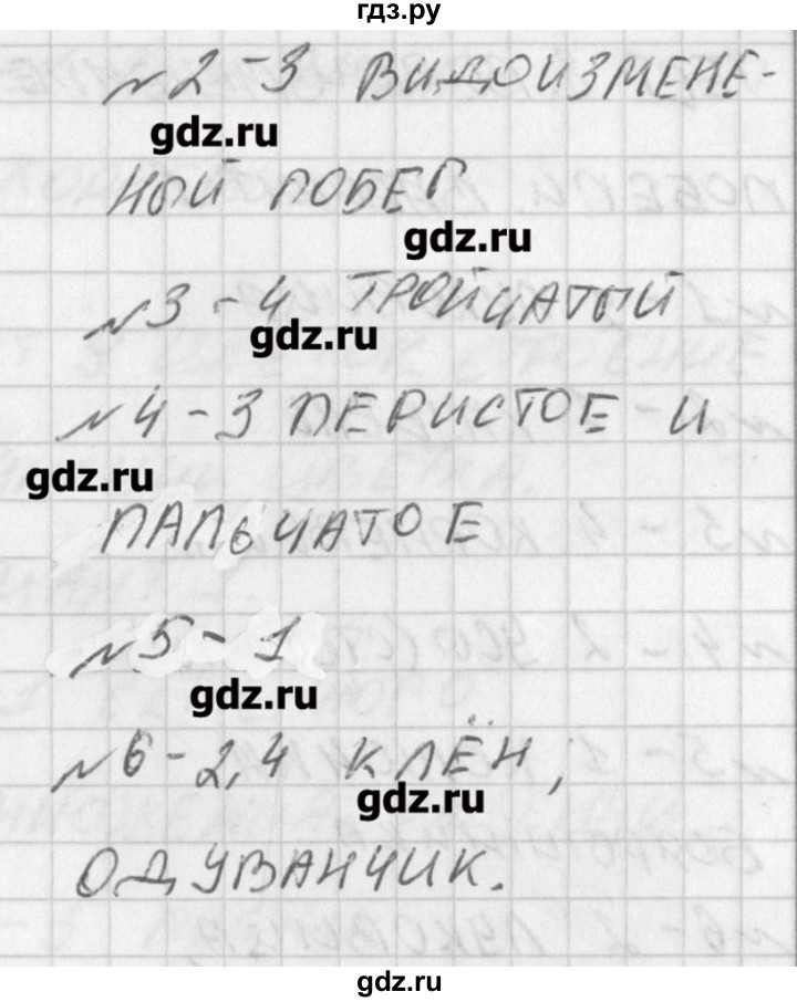 ГДЗ по биологии 6 класс Богданов контрольно-измерительные материалы  тест 7. вариант - 1, Решение