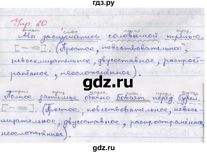 ГДЗ по русскому языку 6 класс Ларионова рабочая тетрадь (Разумовская)  упражнение - 20, Решебник к тетради 2023