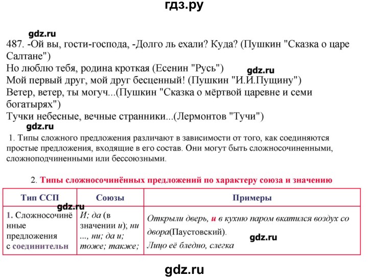 ГДЗ по русскому языку 10‐11 класс Бабайцева  Углубленный уровень упражнение - 487, Решебник