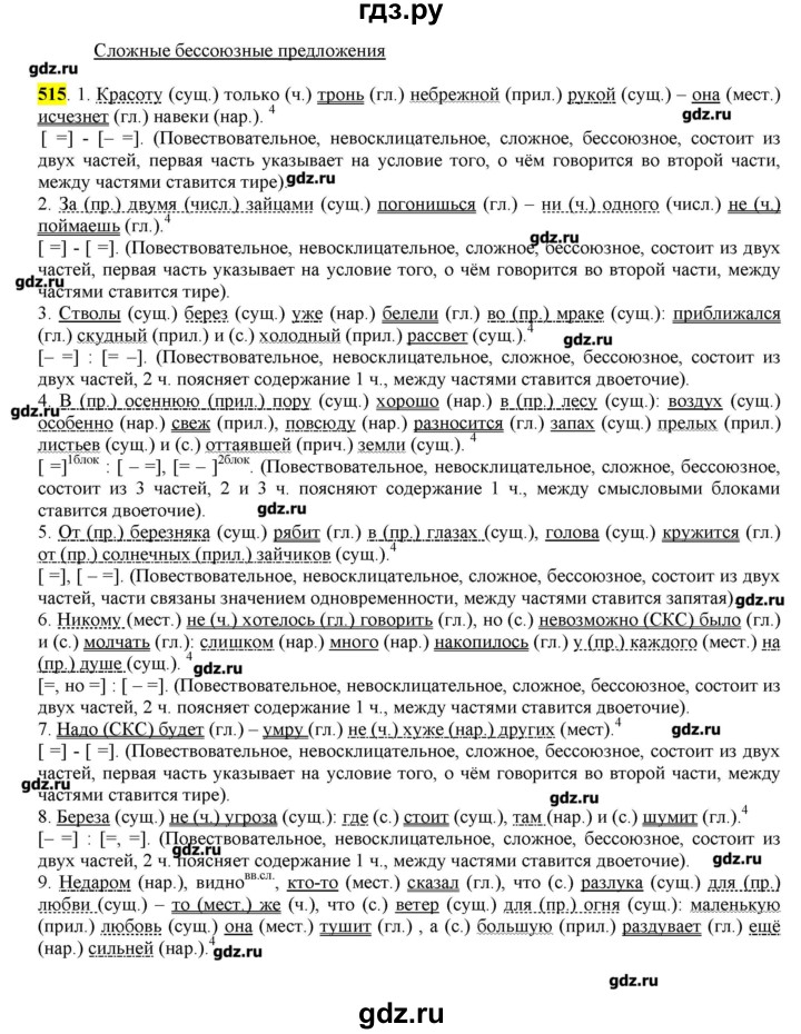 ГДЗ по русскому языку 10‐11 класс Бабайцева  Углубленный уровень упражнение - 515, Решебник