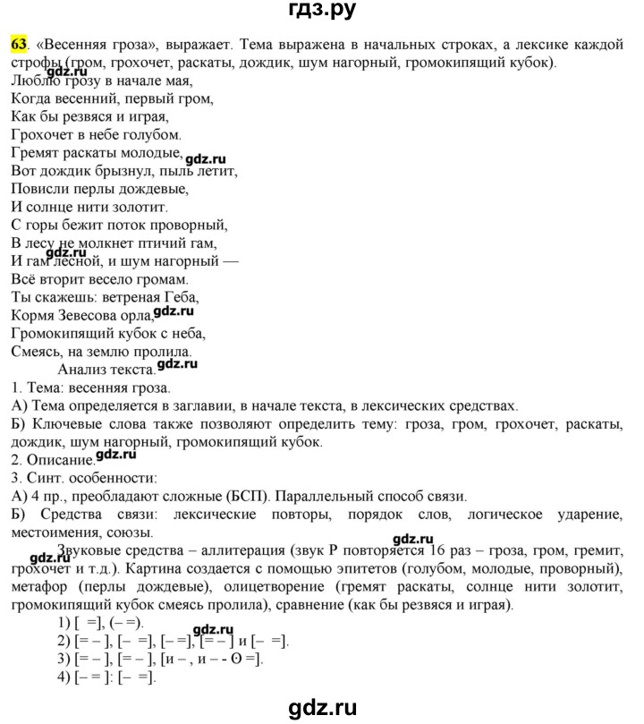 ГДЗ по русскому языку 10‐11 класс Бабайцева  Углубленный уровень упражнение - 63, Решебник