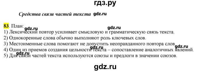 ГДЗ по русскому языку 10‐11 класс Бабайцева  Углубленный уровень упражнение - 83, Решебник