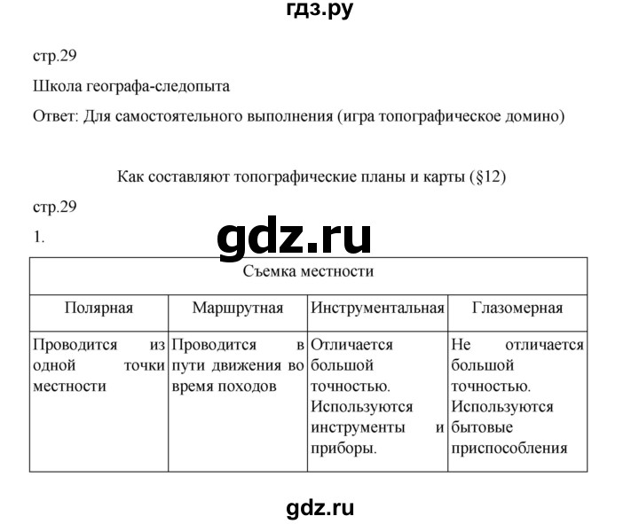 ГДЗ по географии 5 класс Летягин Дневник географа-следопыта  страница - 29, Решебник 2023