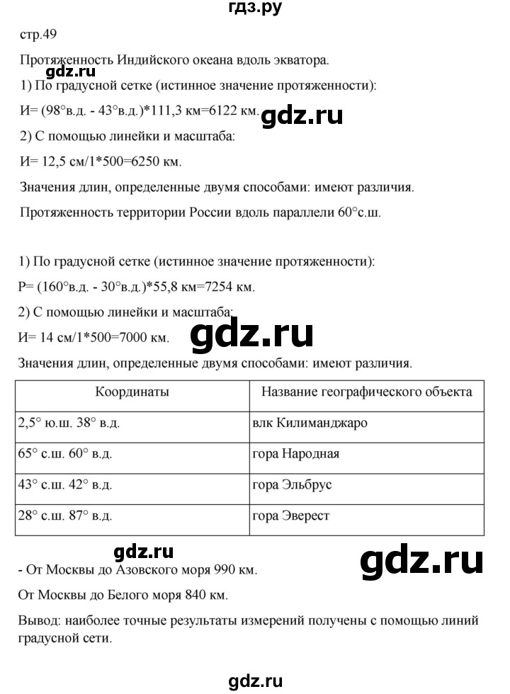 ГДЗ по географии 5 класс Летягин Дневник географа-следопыта  страница - 49, Решебник 2023