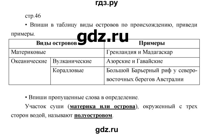 ГДЗ по географии 5 класс Летягин Дневник географа-следопыта  страница - 46, Решебник №1 2017