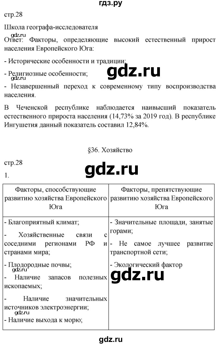 ГДЗ по географии 9 класс Таможняя рабочая тетрадь  тетрадь №2. страница - 28, Решебник 2022
