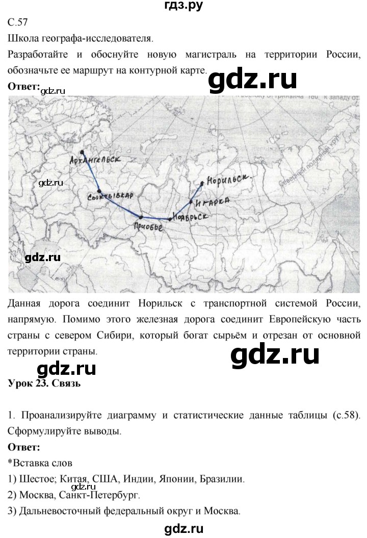 ГДЗ по географии 9 класс Таможняя рабочая тетрадь  тетрадь №1. страница - 57, Решебник 2017